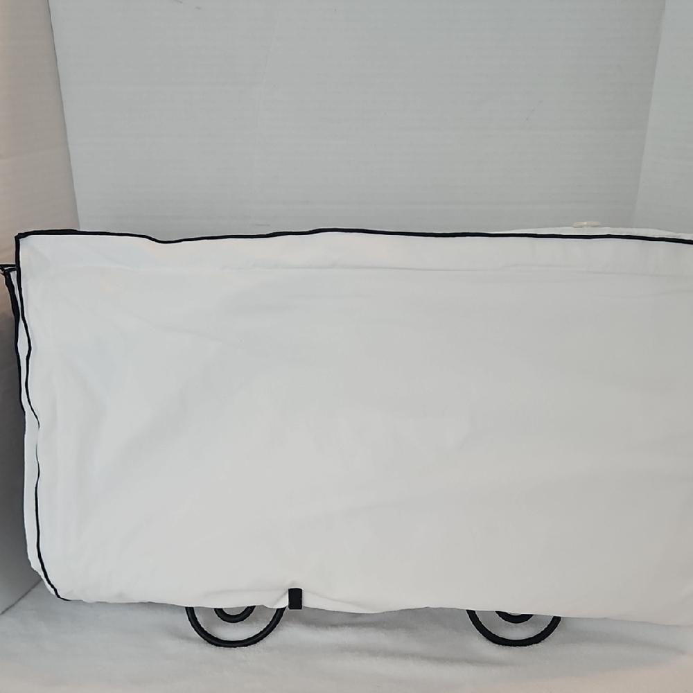 Restoration Hardware White Black Italian Tipped Satin Stitch Full Duvet Cover